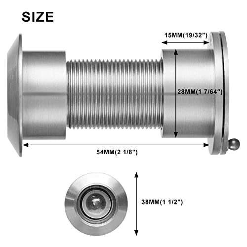 Earl Diamond Solid Brass Door Viewer Peephole, 220-Degree Door Viewer With Heavy Duty Rotating Privacy Cover For 1-21/32" To 2-1/8" Doors For Home Office Hotel, Satin Nickel Finish #TOP1