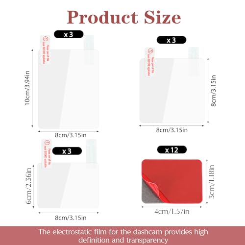WLLHYF Electrostatic Film for Dash Cam Sticker Shield for Windshields Double-Sided Adhesive Pad Electrostatic Stickers for Dash Cam Mounting Adhesive Clear Static Cling Film - Thumbnail 2