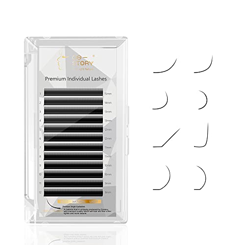 Costory Eyelash Extension Individual Supplies Matte Black Eyelashes Classic Light Soft Natural Single False Lashes Semi Permanent Professional Lash Extensions(Thickness 0.2mm D Curl 8-15mm Mixed）