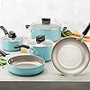 Farberware Smart Control Nonstick Cookware Pots and Pans Set, 14 Piece, Aqua #1