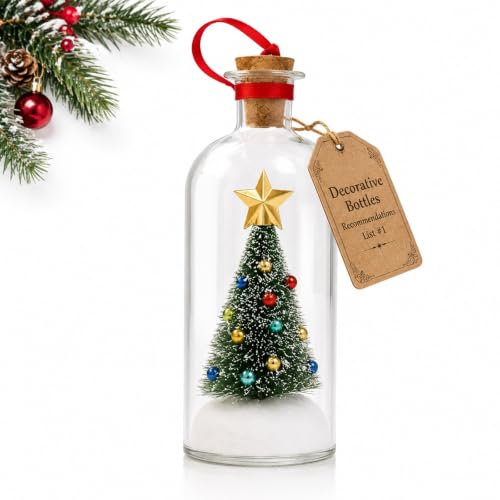 OCGBCRT Christmas Message in a Bottle Recordable Voice Glass Tree Ornament Sentimental Gift Forever Recording Holiday Sound Audio Souvenir Meaningful Keepsake Special Decorative Home Kids