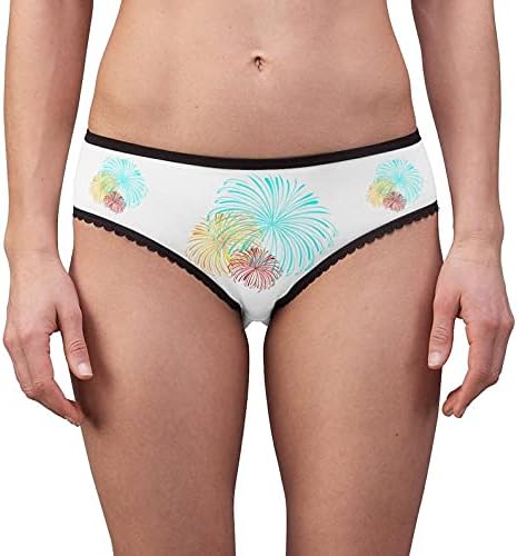 Fireworks Vector Panties, Fireworks Vector Underwear, Briefs, Cotton Briefs, Funny Underwear, Panties For Women (Medium) Black