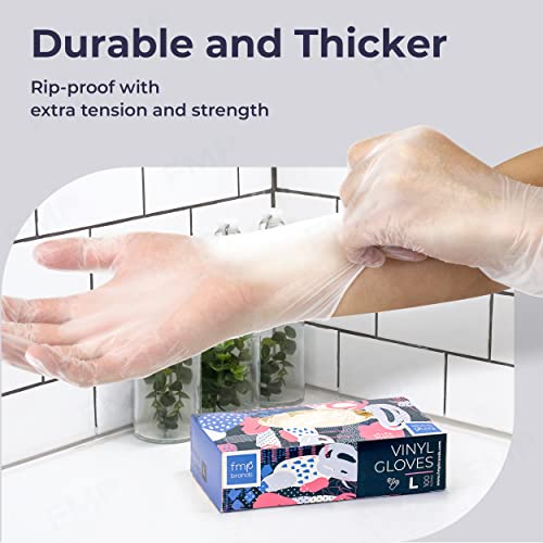 [100 Pack] Disposable Food Prep Vinyl Gloves Large L, Food Service Grade Kitchen Glove For Cooking Handling Serving Cleaning, Clear Powder Free, Latex Free #TOP2