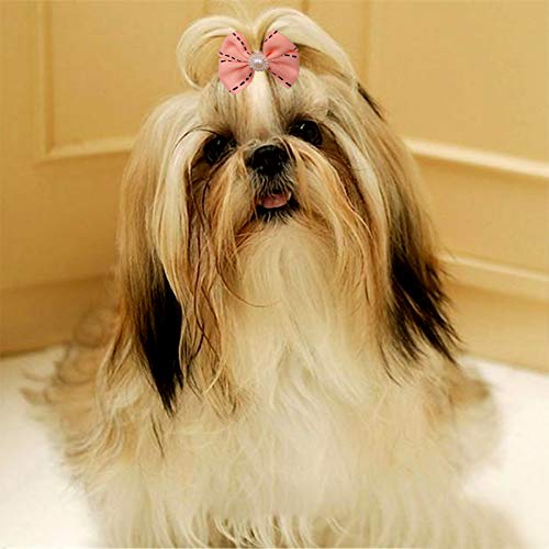 Pet Show Dotted Line Dog Hair Bows With Clips For Small Dogs Bowknot French Barrette Clip For Puppy Cat Grooming Hair Accessories Pack Of 10 #TOP4