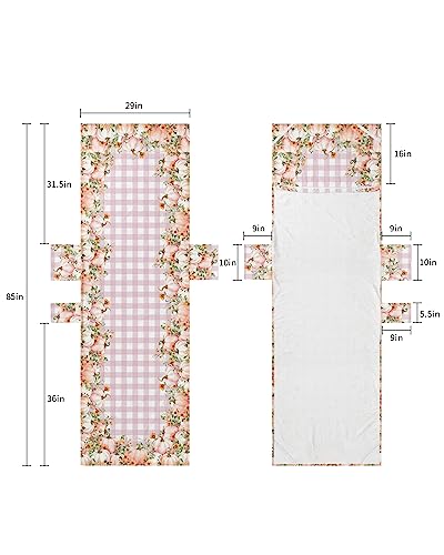 Fall Thanksgiving, Beach Lounge Chair Towel Cover, Soft Chaise Lounge Towel with Side Pockets Patio Pool Chairs Cover for Beach/Pool Sunbathing 29x85 Pink Pumpkin Flower Leaves Country Plaid