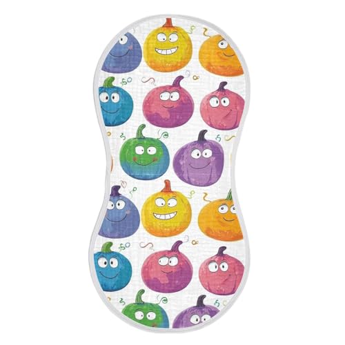 Cute Cartoon Pumpkins Cotton Muslin Cotton Burp Cloths Breathable wash rag for Babies boy and Girl Set of 2, 22x11in2