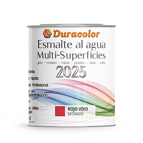 B BRIDECO Esmalte al Agua Multi Superficie - Color Satinado Rojo Vivo - 750 ml - Acabado Brillante - Sin Olor - Resistente a Golpes, Roces y Manchas - Antioxidante - Rápido Secado - Duracolor