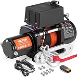 VEVOR Electric Winch, 6000 lb Truck Trailer Winch, 12V DC 1/4 in x 55 ft Synthetic Rope Aluminum Fairlead Wireless & Wired Remote Control, IP55 Waterproof Towing for Off Road SUV ATV UTV Jeep Boat