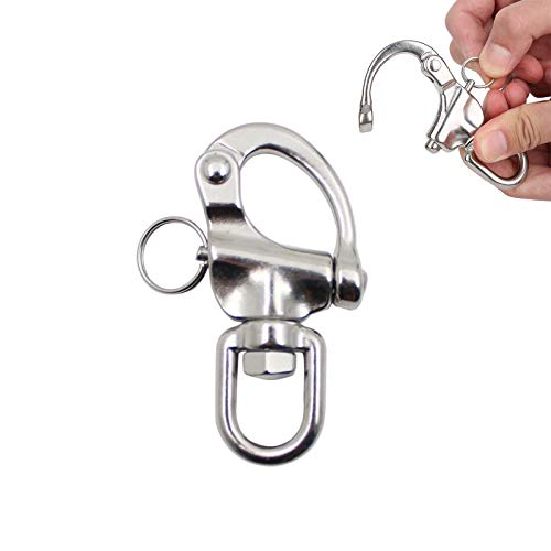 Manille à Ressort Manille D'escalade Acier Inoxydable Boucle d'escalade Mousqueton Pivotant à Emerillon Boucle d'escalade Boucle à Ressort Maillons Rapides pour Kayak Yacht Drisse de Voilier Bateaux