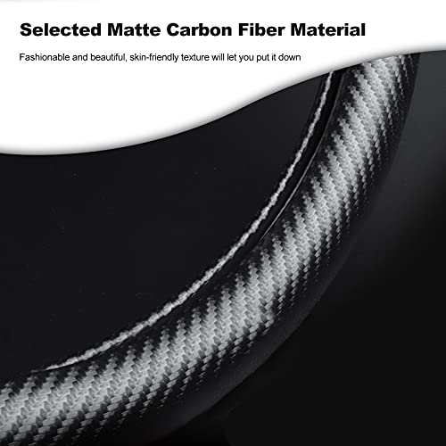 Ergocar Round Shape Carbon Fiber & Microfiber PU Leather Steering Wheel Cover Anti-Slip Car Steering Wheel Protector Breathable Sweat Absorbent Sport for Diameter 38cm（15"）-Black by Ergocar - Image 4