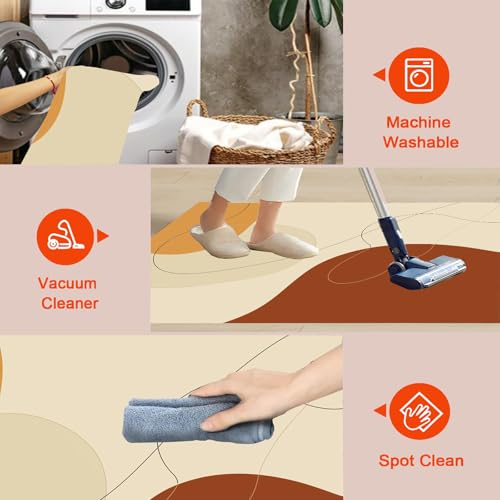 Tapis de salon crème 160x230cm minimaliste lavable - 5