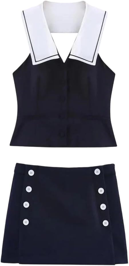 Women's Two Piece Skirt Suit Tank Tops Vest Shorts Set 2 Pieces