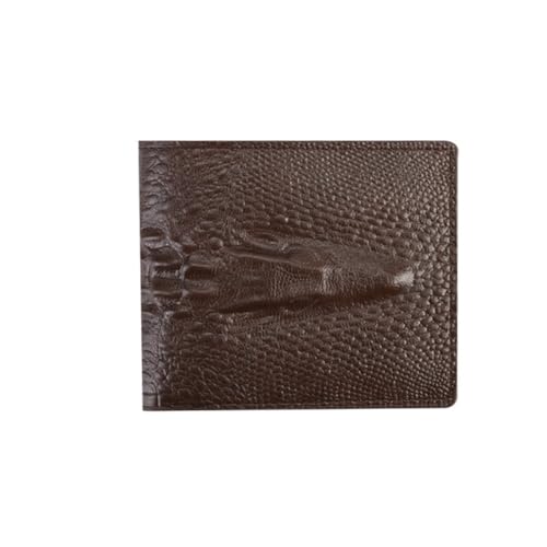 Men's wallet brown Short horizontal vertical oil wax embossed crocodile head wallet retro for men