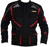  chaqueta moto cordura con refuerzos en codos hombros y espalda y forro polar extraible (XL, Negro/rojo)