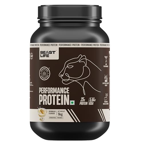 Image of BeastLife Performance Yeast Protein Powder | 25g Protein | Rasmalai Flavour|NABL Lab Certified | High Absorption for Muscle Growth |Smooth & Light, Easy to Digest with Ultrasorb Tech|5.64g BCAA | Best For Gut | Beta Glucan | Improves Immune Function | 1 Kg