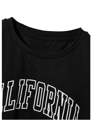 Floerns Girls 3 Pcs Short Sleeve Lettuce Trim Rib Knit Tee Shirt Crop Top Black Multi3