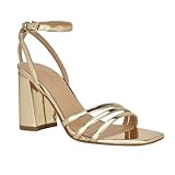 Calvin Klein Women's Quiva Heeled Sandal, Gold Mirror Metallic 710, 5