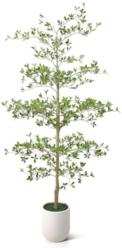 VeriNatural 8FT Artificial Black Olive Tree Indoor with White Pla...