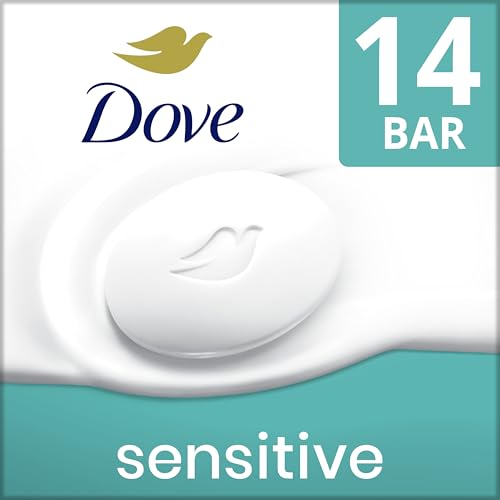 Dove Beauty Bar More Moisturizing Than Bar Soap for Softer Skin, Fragrance-Free, Hypoallergenic, Sensitive Skin with Gentle Cleanser 3.75 oz 14 Bars by Dove - Used condition - US$45.27
