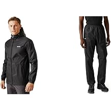 Regatta Mens Pack It Jacket Black M & Mens Pack It Outdoor Waterproof Over Trousers - M Black