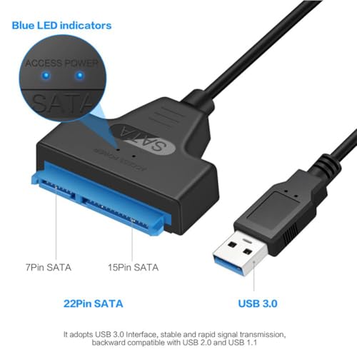 Cable USB 3.0 a SATA para discos HDD y SSD de 2.5 pulgadas miniatura 2