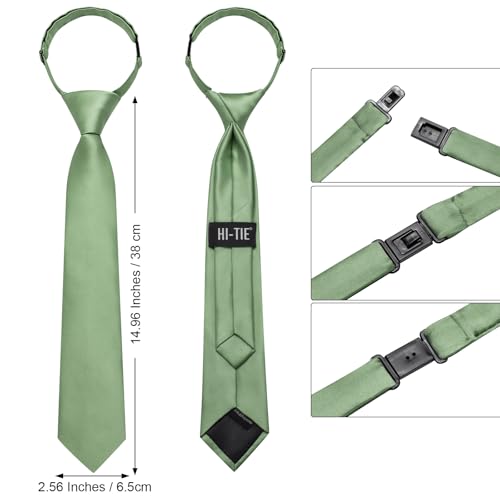 Image of Hi-Tie Pretied Boys Ties Solid Color Kids Adjustable Necktie Lapel Pin Clip Set Age 8-12 Wedding School Graduation