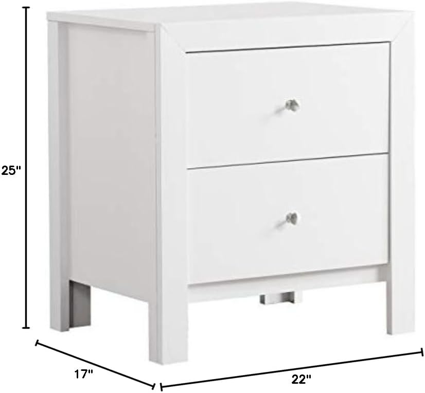 Glory Furniture Burlington 2 Drawer Nightstand in White