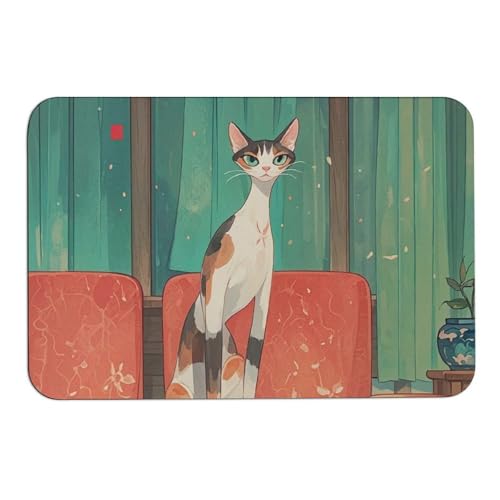 Tapis absorbant l'eau antidérapant 60 x 40 cm en diatomée imprimé chat mignon - 2