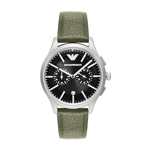 Emporio Armani Chronograph Green Leather Strap Watch AR11693