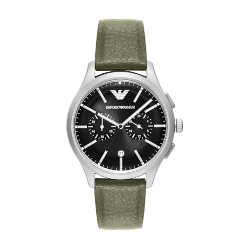 Emporio Armani Chronograph Green Leather Strap Watch AR11693