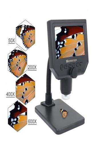 Dijital Mikroskop, 3.6MP HD, 4.3 inç Ekran, 1-600X Büyütme, Şarjlı