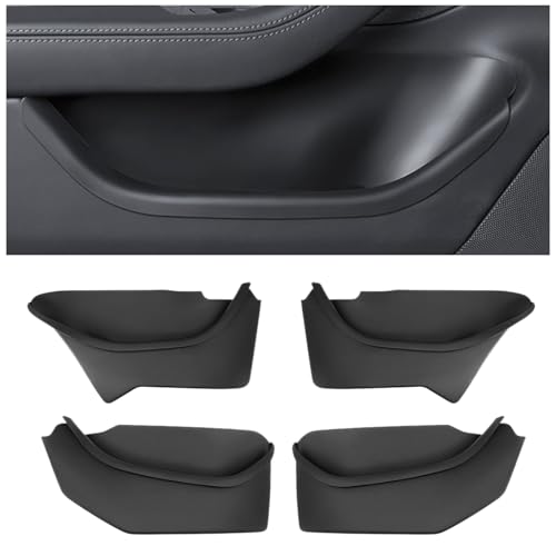 VPEAMGZ 2025 2026 Tesla Model Y Juniper Door Pocket Liner Storage Box Organizer Front & Rear Side Door Inserts for Juniper Full-Cover TPE Waterproof Refresh Model Y Accessories 4PCS