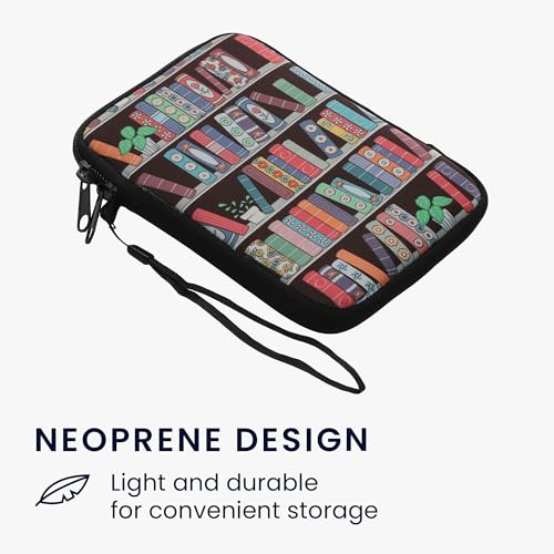 kwmobile Neoprene e-Reader Pouch Size 6" eReader - Universal eBook Sleeve Case with Zipper, Wrist Strap - Blue/Green/Dark Pink