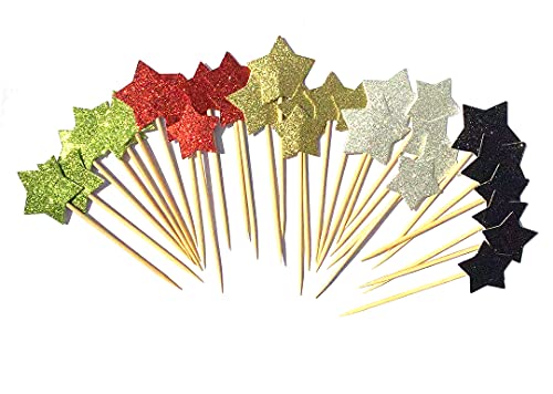 Josimen 30 Pcs Star Cake Toppers Multicolor Glitter Star Cupcake Toppers Twinkle Twinkle Little Star Snack Decoration For Party Baby Shower Birthday Wedding Ceremony #TOP2