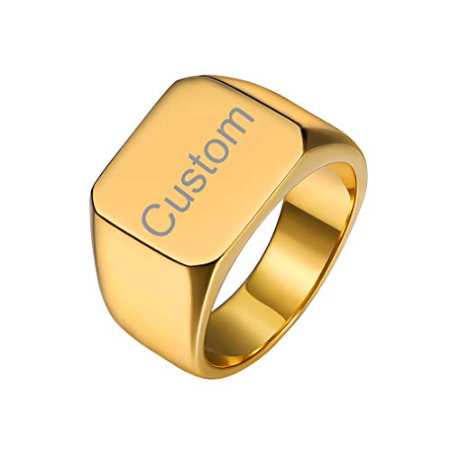 Custom4U Chevaliere pour Homme en Or Prénom Gravé Taille 64