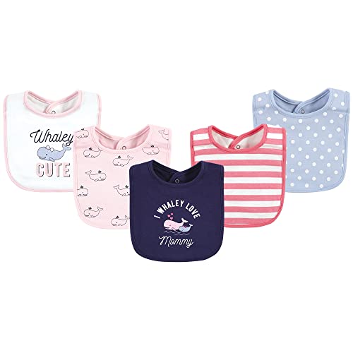 Image of Hudson Baby Unisex Baby Cotton Bibs, Whaley Cute Girl, One Size
