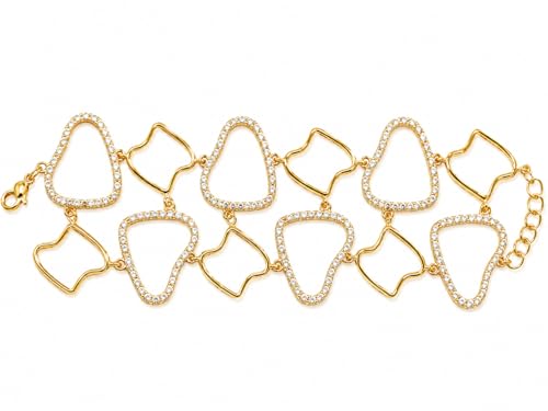 Image of Irregular Link Statement Bracelet | 18K Gold Toned High-Fashion Wristwear | Waterproof Daily Wear Old Money Style Bracelet for Her