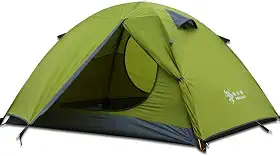 3-4 Temporada 2 3 Pessoas Leve Tenda de Mochila À Prova de Vento Tenda de Camping Tenda Família Duas Portas Dupla Camada com Hastes de Alumínio para Acampamento Ao Ar Livre Família Praia Caça Caminhada Viagem