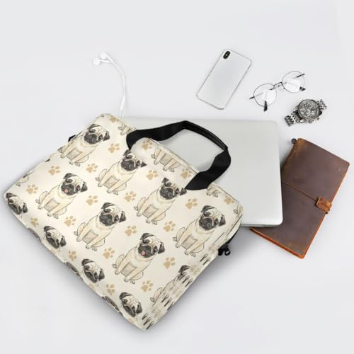 Bolsa para portátil compacta con bolsillo con cremallera y pug 7