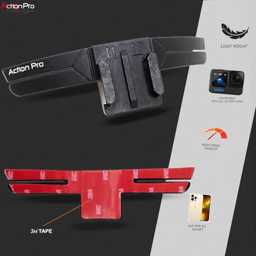 Image of Action Pro 3M Helmet Chin Mount Strap Compatible with GoPro Hero 13 /12 /11 /10 /9 /8 /7 /6 /5 /4, Insta360, DJI Osmo, SJCAM & Smartphones (Pack of 2)