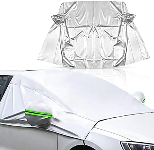 Ajxn Extra Large Windshield Snow Ice Cover with Side Mirror Covers, Protects Windshield and Wipers from Weatherproof, Rain, Sun, Frost, Vehicles, Cars Trucks Vans and SUVs Silver #10 (37 * 25.6")