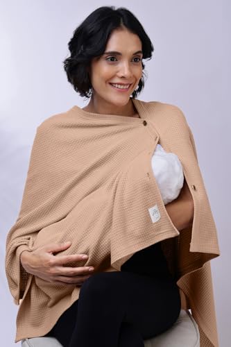 Image of Zelena Cotton Bamboo Blend Premium Nursing Cover for Breastfeeding | Breastfeeding Cover for Mothers | Feeding Shawl for Mother | Feeding Cloth | Breathable Nursing Covers (Champagne)