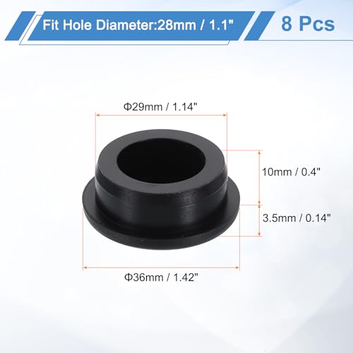 Image of uxcell 8Pcs Silicone Hole Plug, Waterproof Round Rubber Stoppers Bottle Seal Plugs Tube Pipe End Caps for 28mm /1.1 inch Hole for Bathtub Bottle, Black