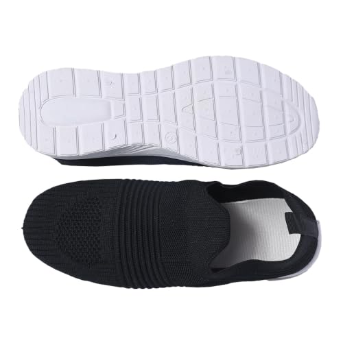 Image of Women's Slip-On Sneakers, Black, Knitted Upper, Walking & Casual, Lightweight with Cushioned Sole