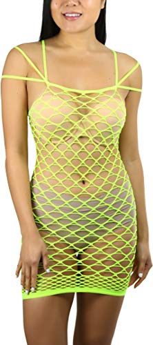 Image of ToBeInStyle Women's Stretch See Through Fishnet Novelty Mini Rave Party Dress