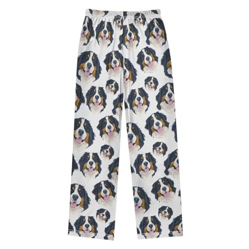 Cute Bernese Mountain Dogs Pajama Pants Soft Lounge Sleepwear PJ Bottoms with Elastic Waist Ages 6–14 Years2