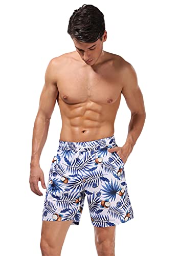 OMZIN Father and Son Swim Trunks Drawstring Elastic Waist Beach Shorts with Pockets3