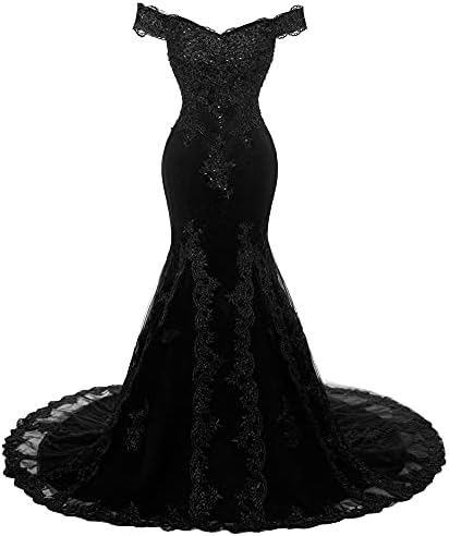 Plus Size Off Shoulder Mermaid Long Lace Beaded Prom Dress Evening Gowns Black US 22W