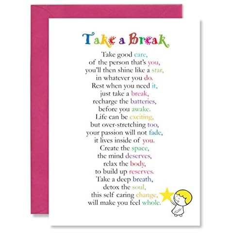 Clarabelle Cards - Take a Break - Supportive | Proud of You | Inspirational | Motivational | Thinking of You Encouragement Poem Verse Greetings Card sold by Card Candy Cover