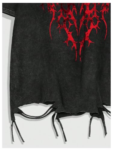 Verdusa Men Ripped Graphic Tees Short Sleeve Drop Shoulder Grunge Punk Oversized Tshirts Emo Scene Clothes Streetwear4